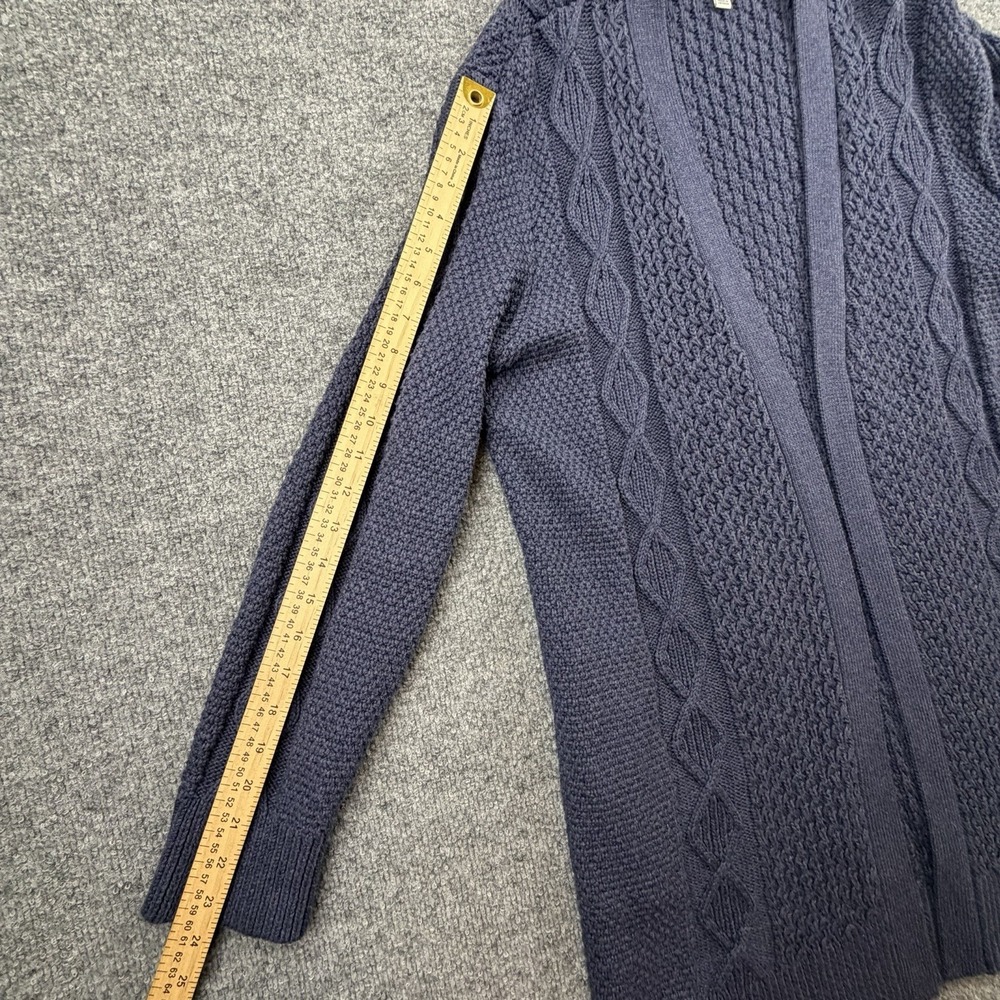LL Bean‎ Signature Cable Knit Open Front Cardigan Blue Size L Cozy - Picture 6 of 8
